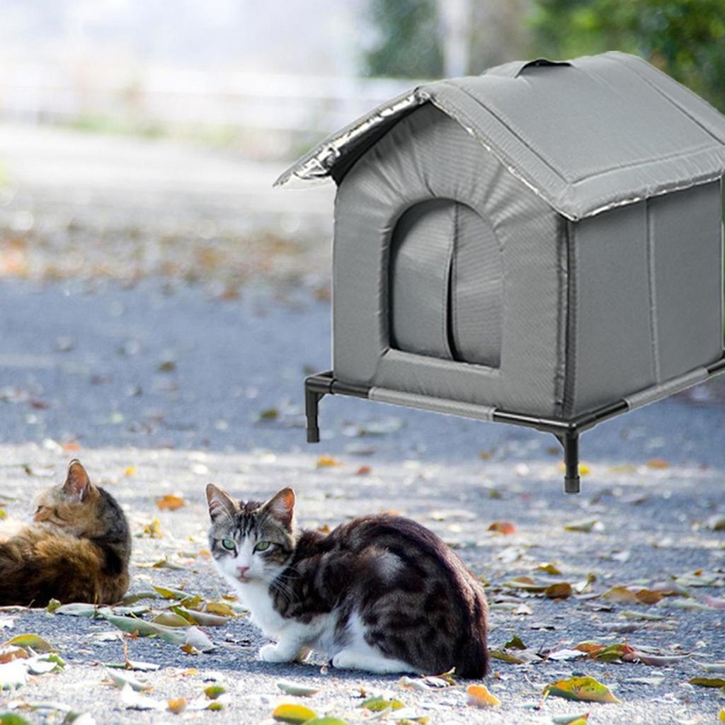 Outdoor Cat House Elevated Warm Protection Shelter Pet Supplies for Winter Barn Community