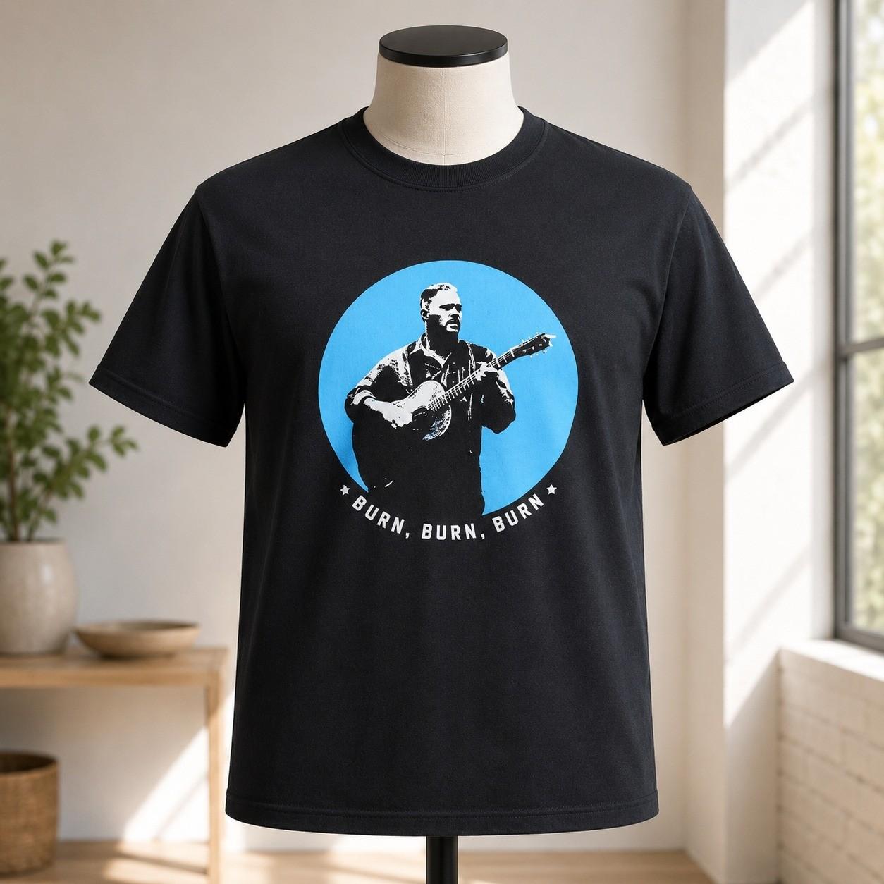 Zach Bryan Burn Burn Burn Tour T-Shirt Medium Black 2023 Concert Graphic Tee Unisex T-Shirt S