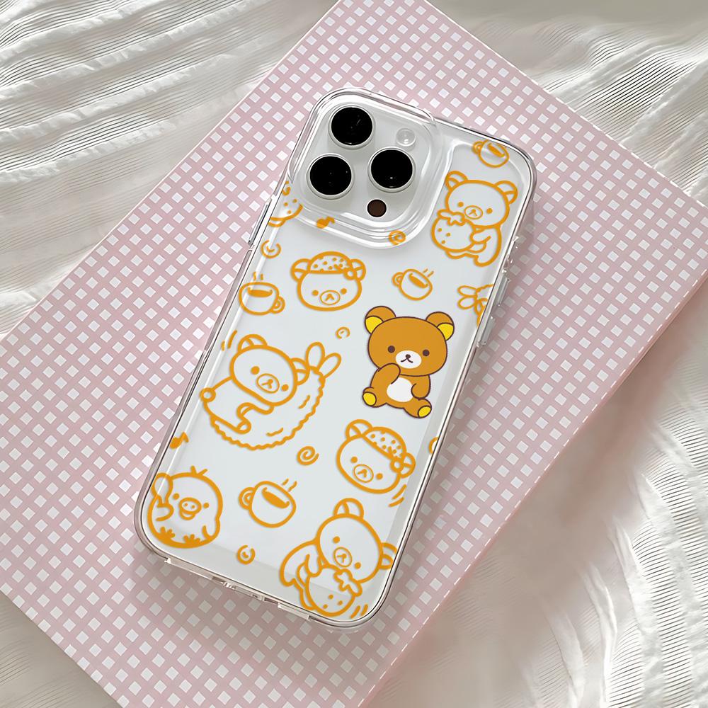 Anime Cute Rilakkumas Phone Case for IPhone 17 16 16e 15 14 13 12 11 Mini Pro Max X XR XSMax 7 8 Air Plus Transparent Back Cover