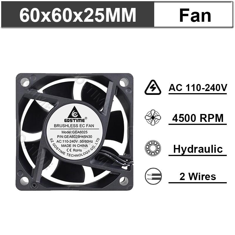 1Pcs 60mm 80mm 90m 120mm AC 110V 220V 240V 3 inch Dual Ball Plastic Universal Cooling Cooler PC CPU Fans Airflow For Computers