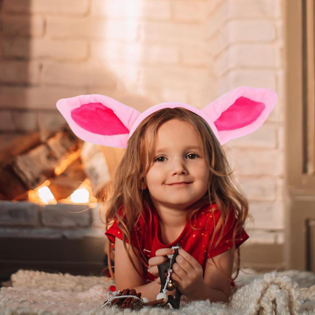 [TopTie] Pig Animal Ear Headband, Cosplay Hair Accessory for Kids and Adults, Fluffy Ears, Halloween, School Festival, Birthday, Party, Gift,