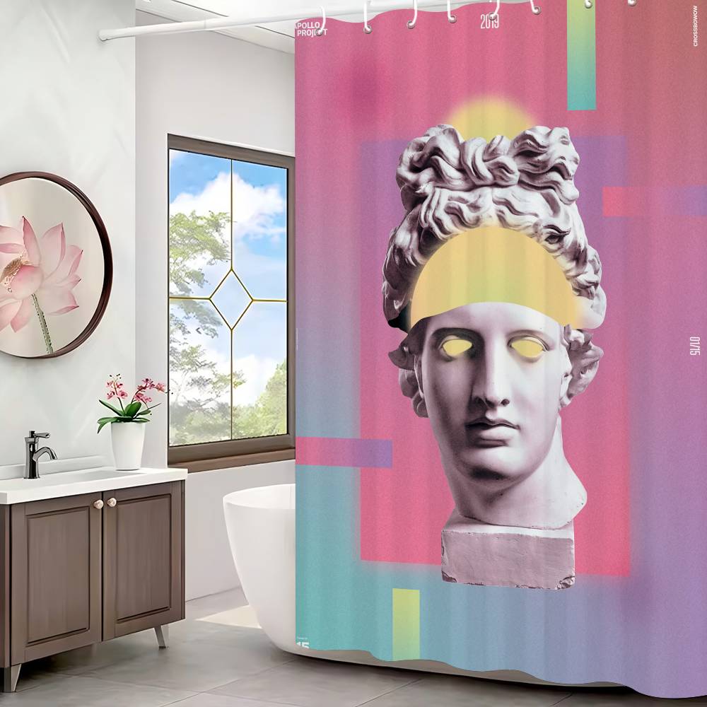 Statue David Graphic Designer Polyester Shower Curtain Waterproof Rust Resistant Grommet Easy Care Wipe Clean Durable