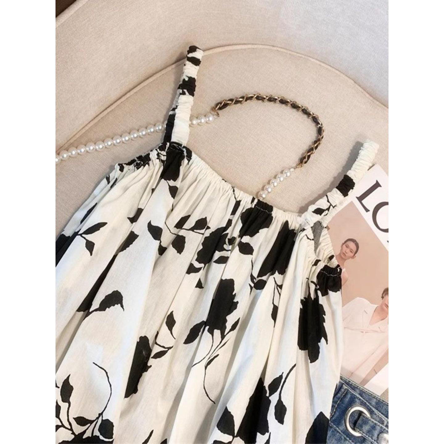 Plus Size Retro Hong Kong Style Floral Camisole for Women - Summer Sleeveless Vest Top XL