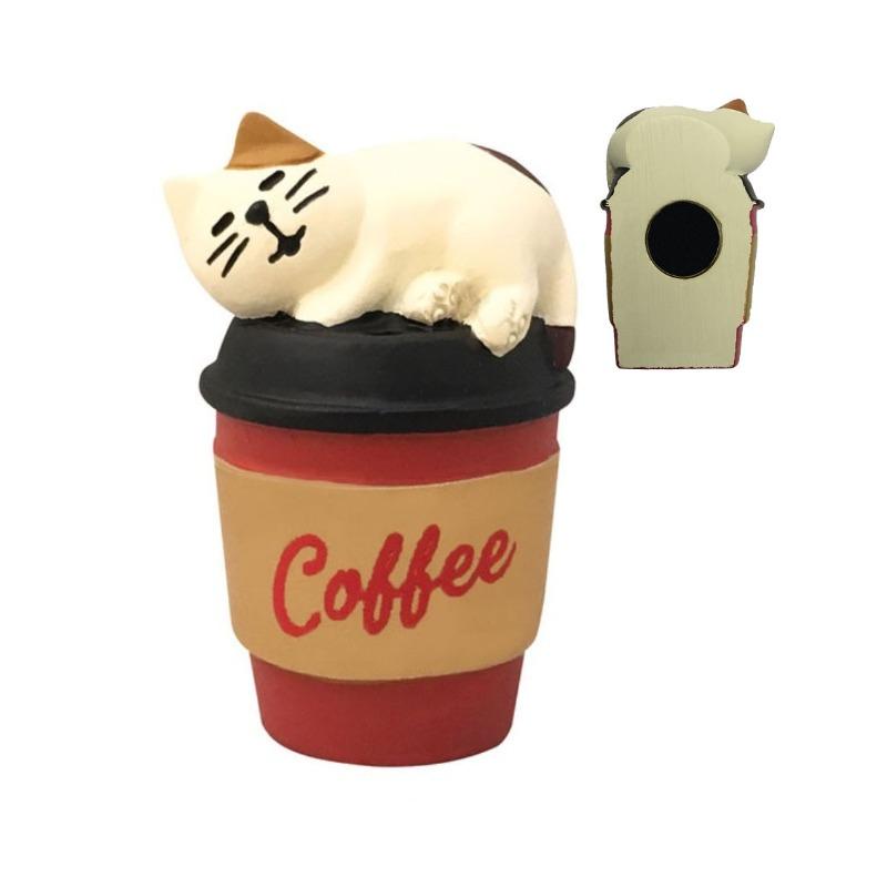 Japanese cat refrigerator sticker, grocery zakka cute bread coffee shop decoration gift miniature resin ornament