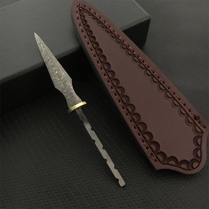 Wholesale DIY Tea Knife Blank Rosette Real Damascus Steel Pu 'er Tea Needles Cutter Stainless Steel Metal Handle
