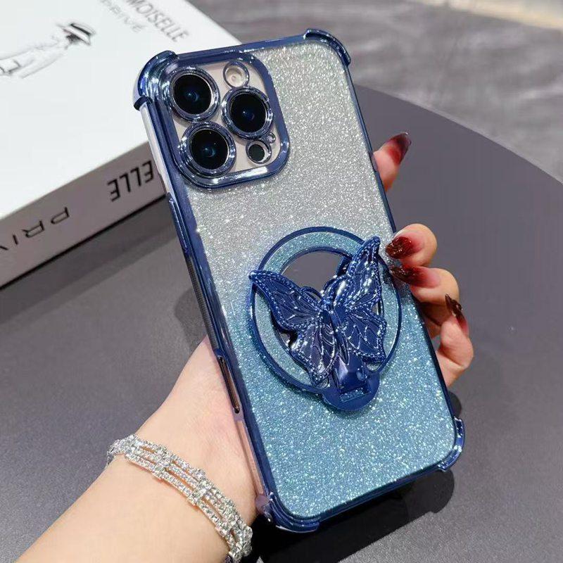 Shockproof Mirror Butterfly Glitter Phone Case For Samsung Galaxy A04E A04S A04 A14 A24 A34 A54 A13 4G A23 A33 A53 A73 5G Cover
