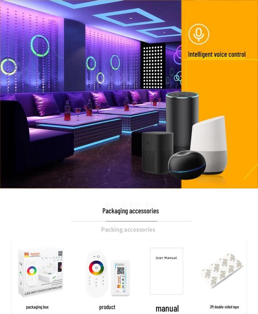RGB Graffiti Smart Speaker: WIFI & 2.4G Touch Remote, Voice-Controlled.