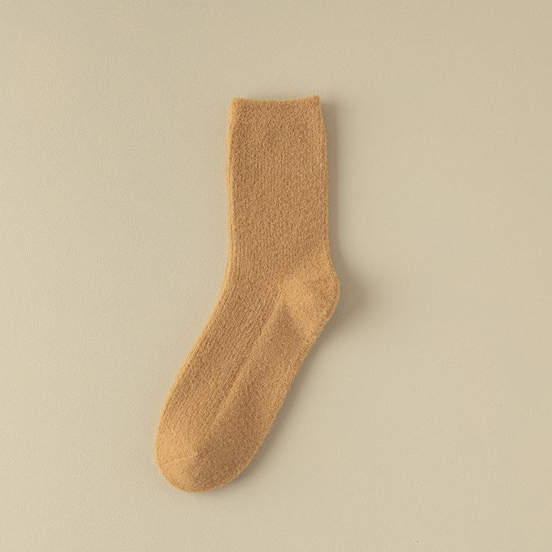 Female Autumn and Winter Thickened Warm Coral Velvet Towel Floor Sleeping Long Tube Socks