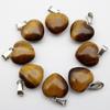 16MM Heart-Shaped Natural Stone Pendant: Amethyst Rose Quartz Green Aventurine Tiger Eye