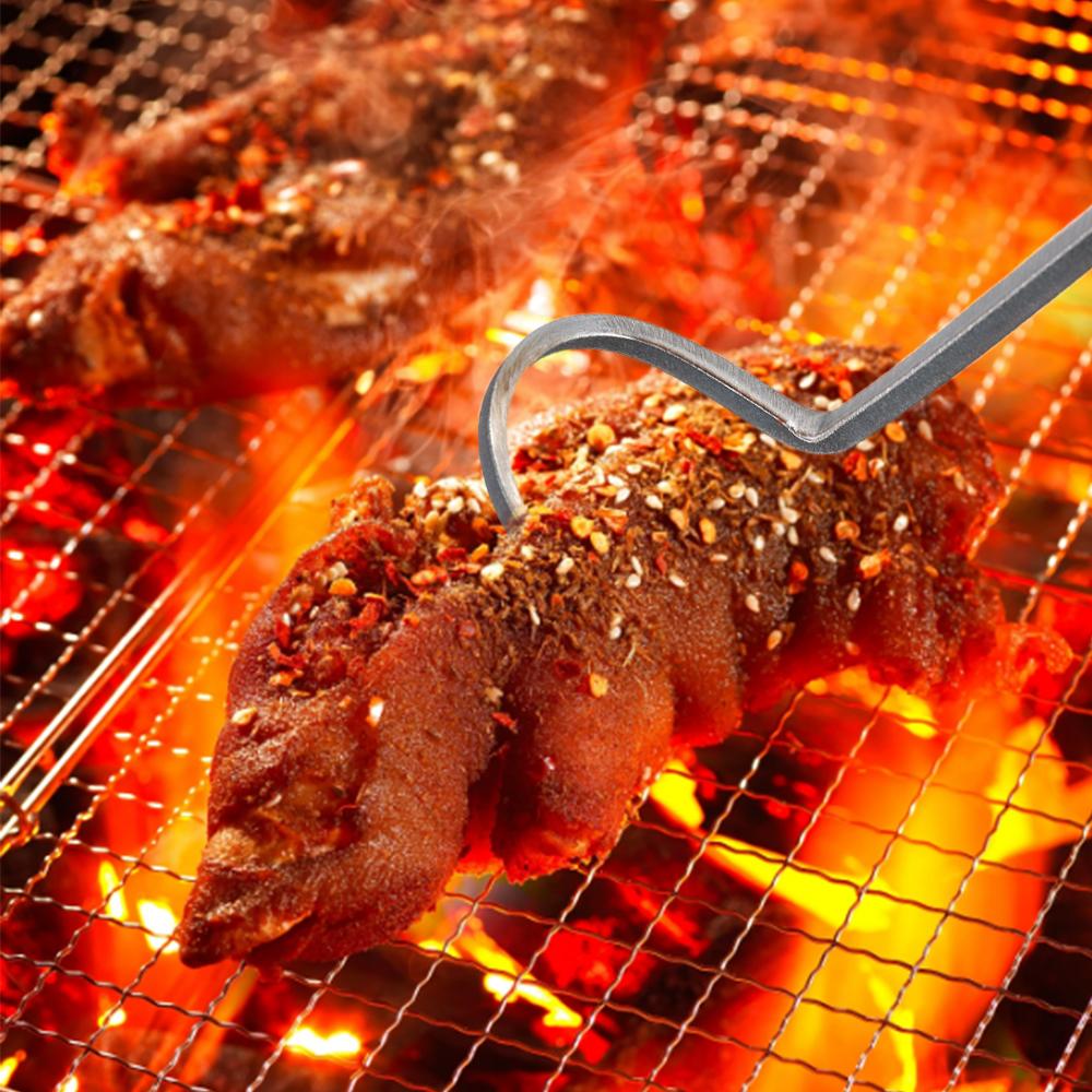Grill Accessories BBQ Food Flipper Stainless Steel BBQ Grill Creativity Barbecue Turners Hooks