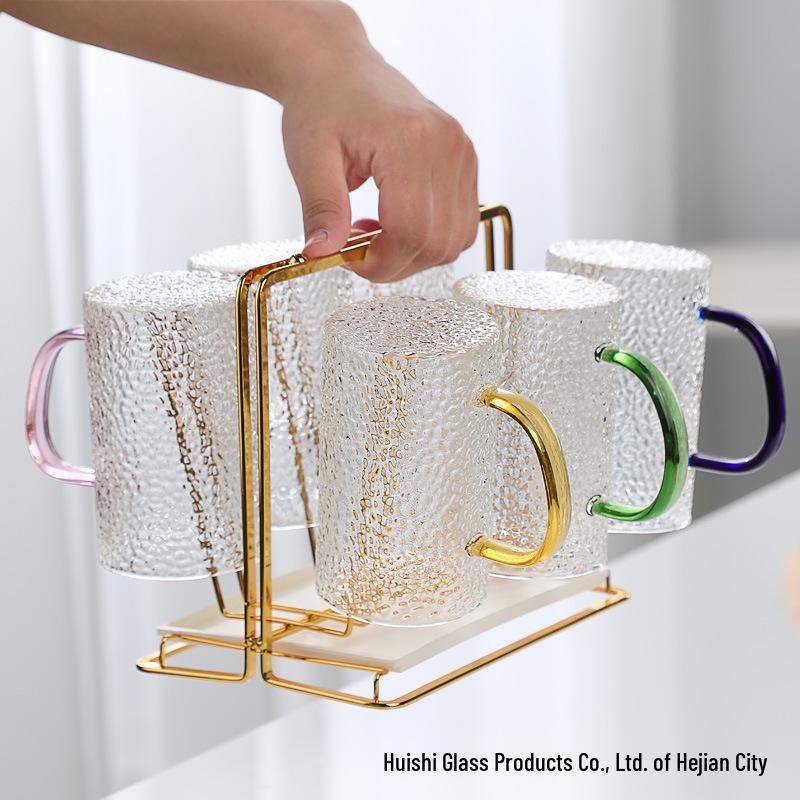 Colorful Handle Small High Borosilicate Glass Cup Set for Water, Juice & Tea Infusion