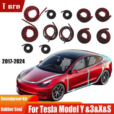 Zvukotěsná sada těsnění dveří pro Model 3 Y S X 2025 Gumové těsnicí lišty proti průvanu Sada pro potlačení hluku větru Lišta krytu předního kufru