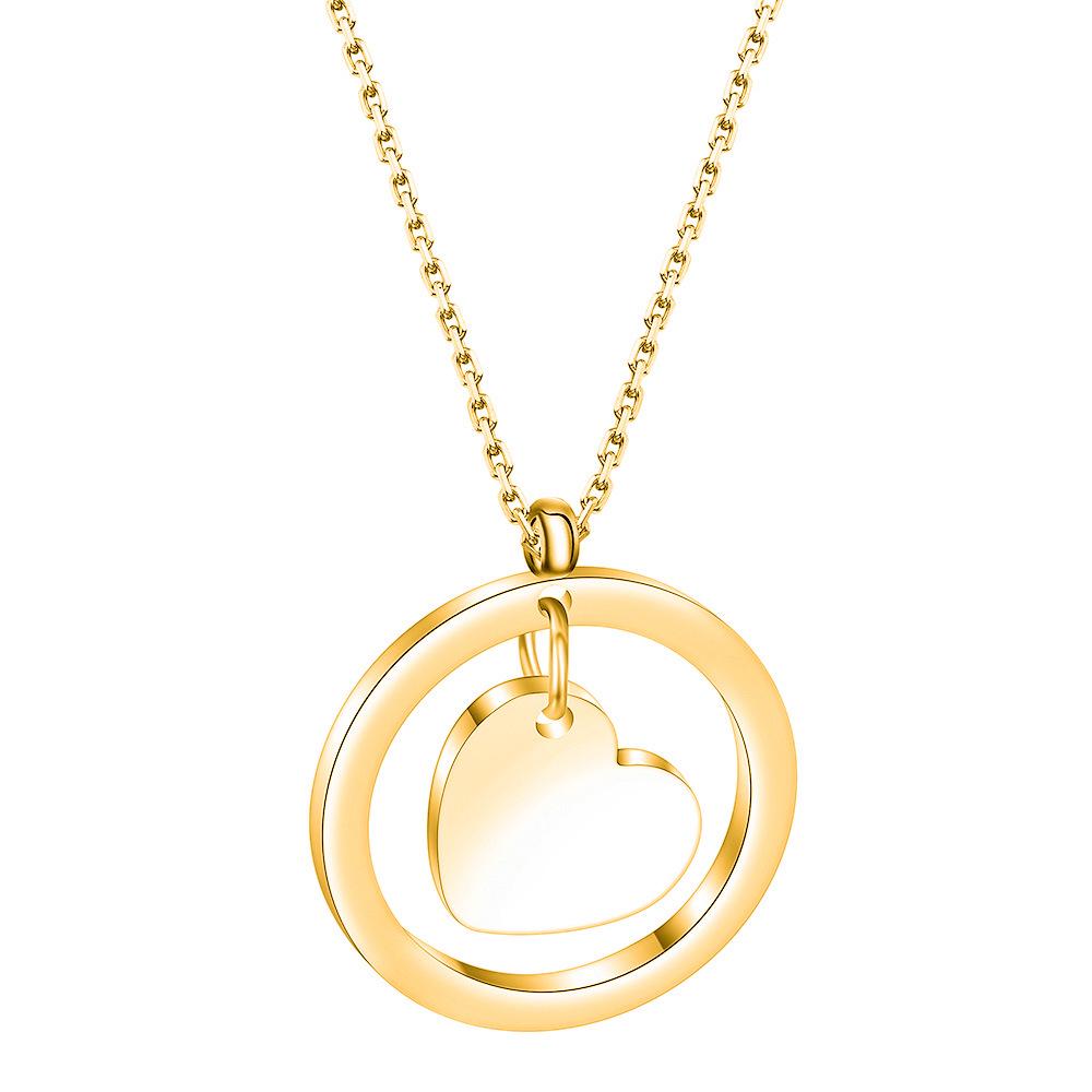 18K Gold Versatile Glossy 15MM Hollow Heart Necklace – Customizable Laser Logo