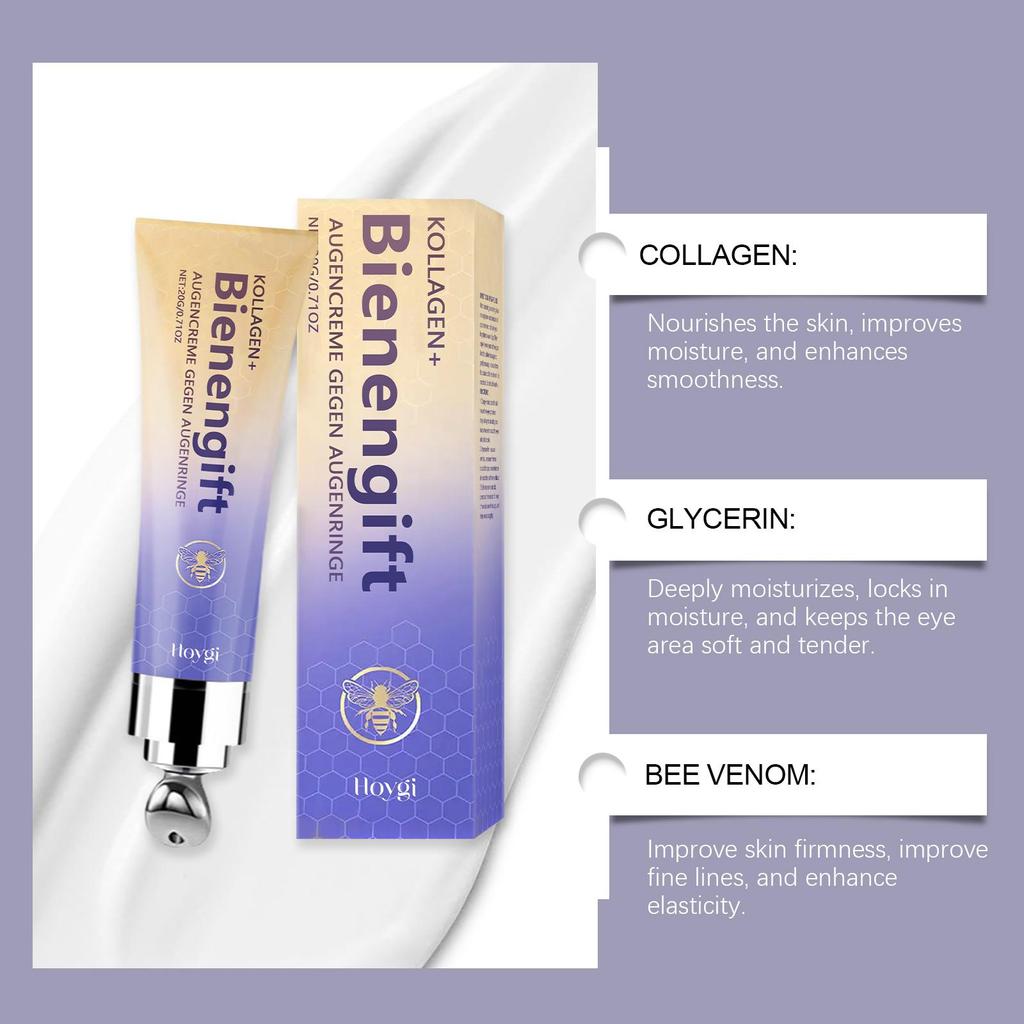 Bee Venom Firming Eye Cream Collagen Reduce Puffiness & Dark Circles Fades Fine Lines Eye Cream Brightening Eye Care Skincare
