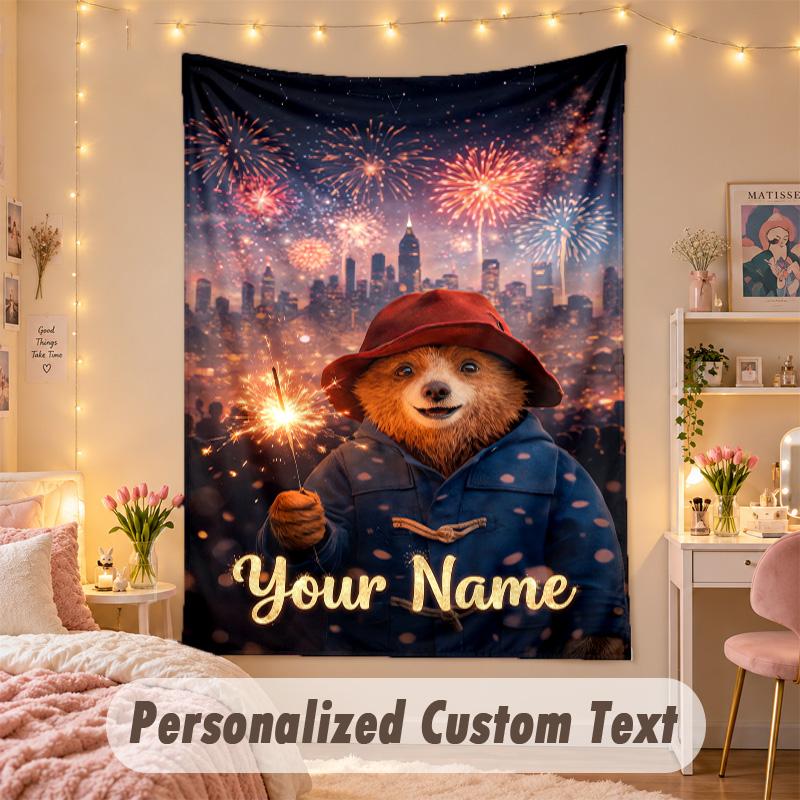 Custom Personalized Tapestry,Paddington Print Custom Name Text Wall Art Hanging for Bedroom