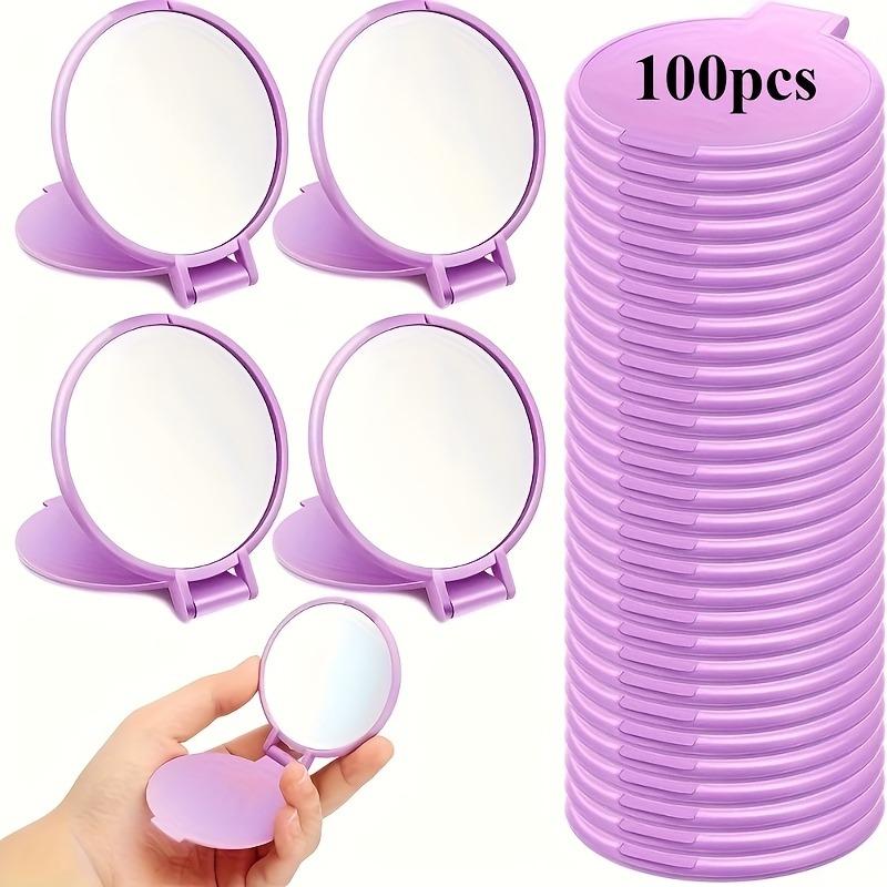 

100pcs Mini Folding Makeup Mirror Set Portable Circular Pocket Mirror 7x6.2cm Daily Travel Makeup Mirror Use in Outdoor Bedrooms