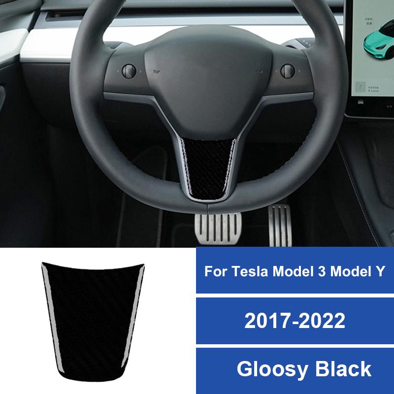 Real Carbon Fiber For Tesla Model 3 Model Y 2017-2022 Car Steering Wheel Under Part Panel Trim Sticker Car Interior Accessories