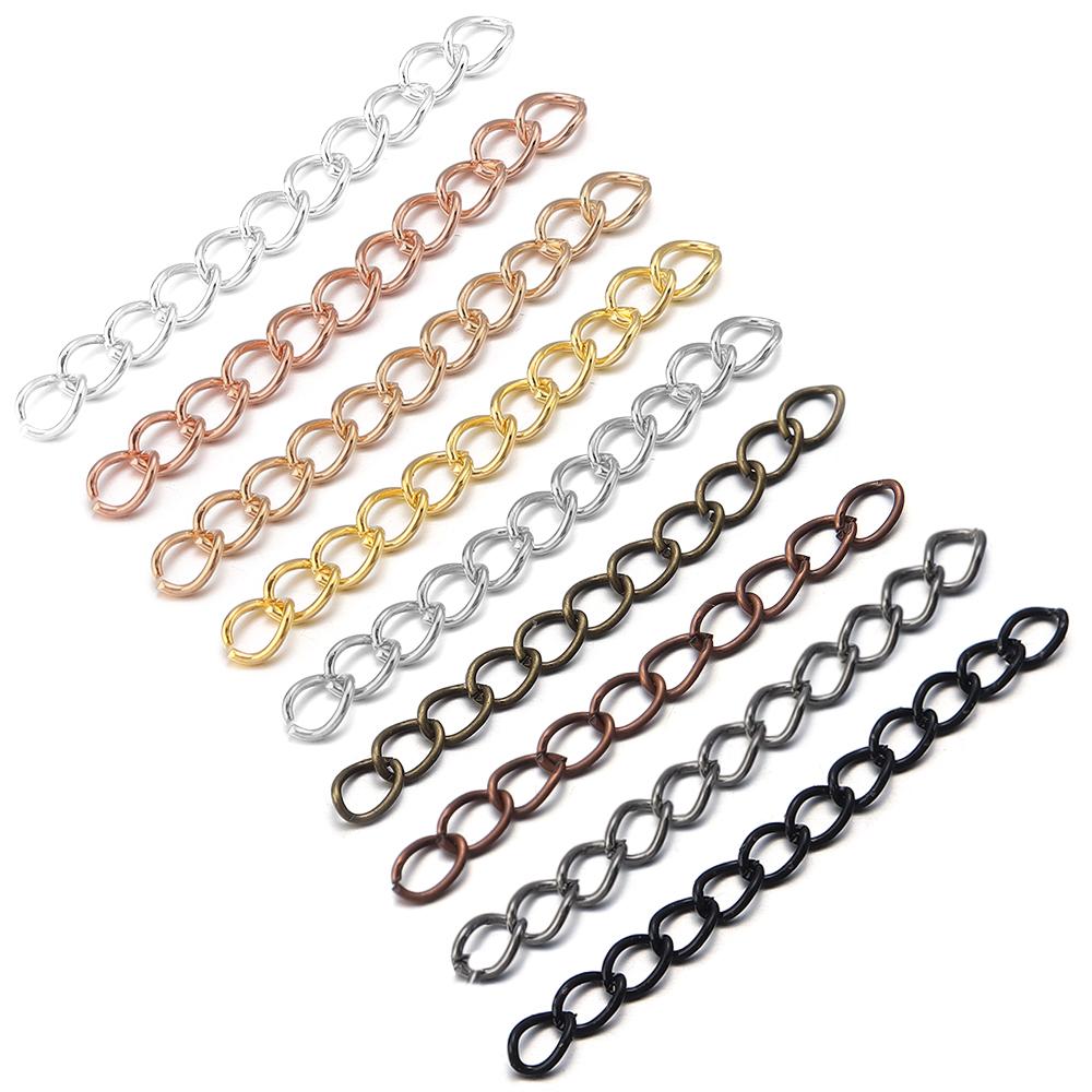 100pcs/lot 50/70mm Extension Chain Tail Chain Iron Extended Bulk Tail Chain For Jewelry Making DIY Bracelet Necklace Accessories