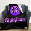 1pc Geometry Dash Blanket with Custom Name, Gift, for Men and Women, Soft Blanket, Good for Sofa Bed Couch Travel, Lightweight Flannel Blanket