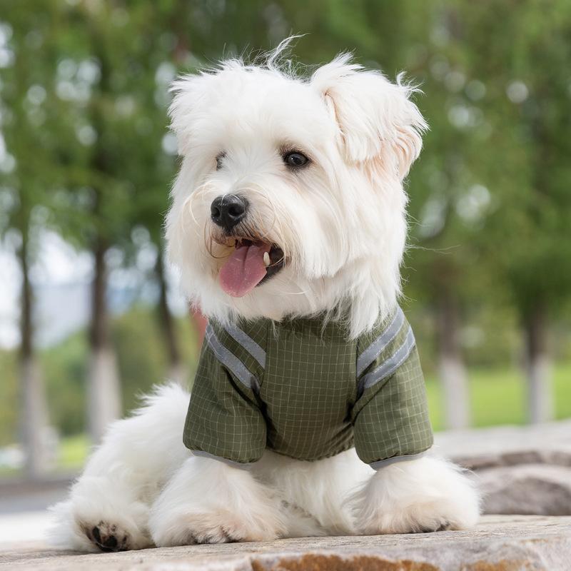 Autumn Winter Dog Outfit Functional Plaid Dog Cotton Coat Thickened Warm Dog Pet Clothes