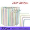 200/300 pièces-Pailles multicolores Pailles à boire pliables Pailles en plastique pour boissons Décor de mariage Fournitures de fête pour boissons de cuisine