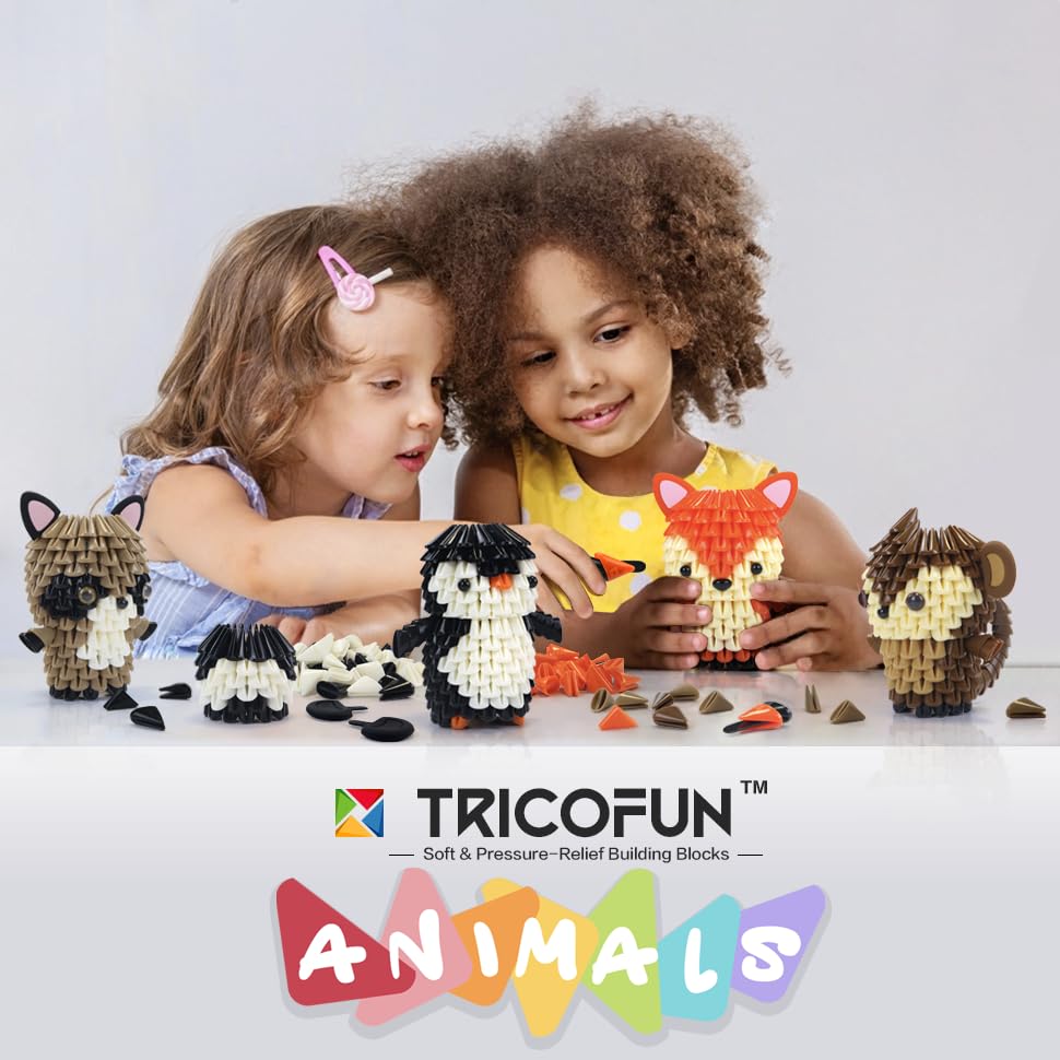 Tricofun Creative Soft Building Blocks Cute Animal Kits Assembling Building Toys Gifts for Kids and Interactive Building Toys for Ages 6+ for