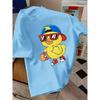 Cartoon Little Yellow Duck Skateboarding Youth Trendy  T-shirt Summer New Fashion Casual Loose Versatile Parent Child Clothes