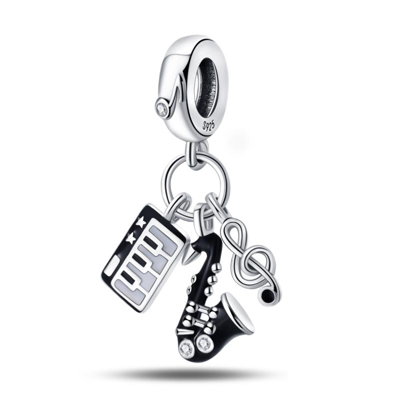 Piano Harp Violin Mike Headset Notescopper Music Series Charms Beads Fit Pan Original Bracelets Diy Fine Jewelry Gifts