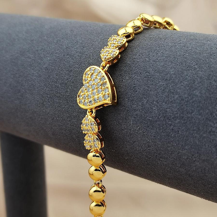 24k Gold Plated Heart-Shaped Bracelet: Luxurious & Trendy Women's Fashion from Middle East