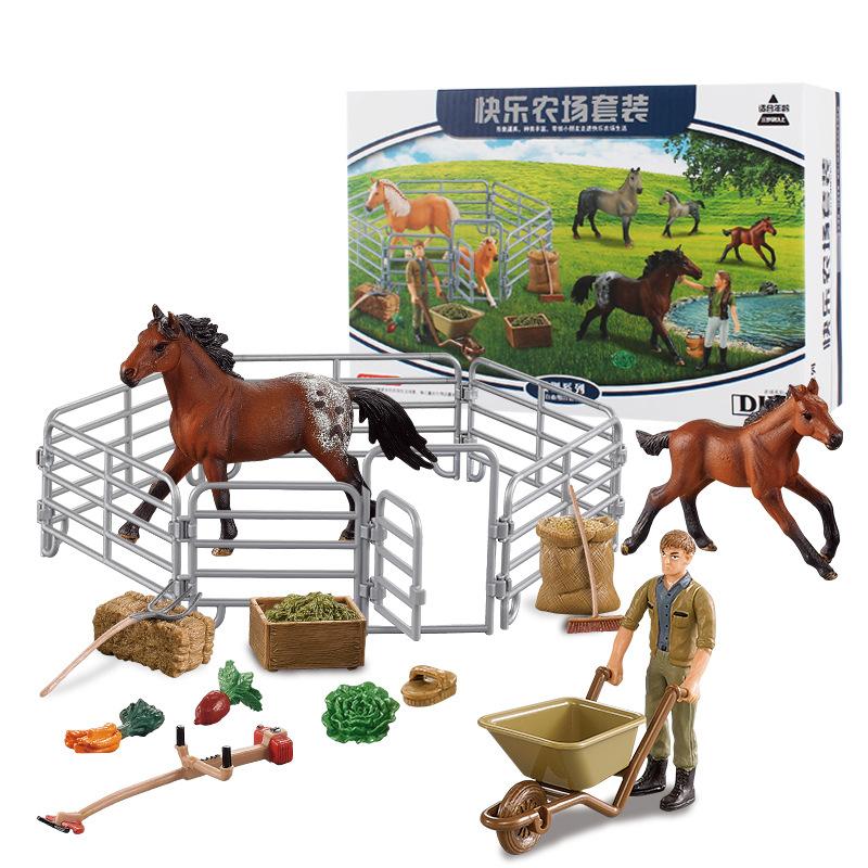 Happy Horse Farm Diy Creative Suit Model Fence Stable Worker Solid Static Sand Table Figure Ornament Toy