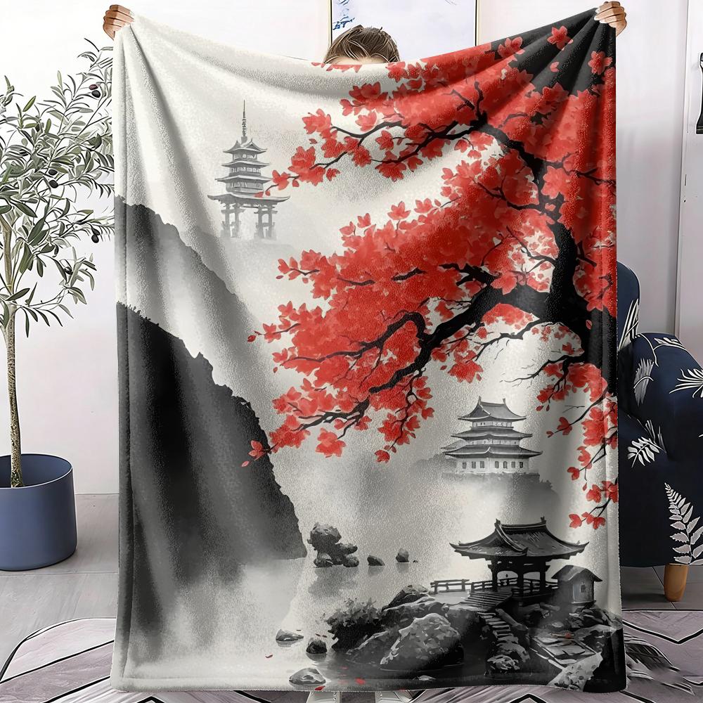 Japanische Bergdecke Weiche Flanell AC-Decke Leichte Sommer-Nickerchen-Decke Gemütliche Decke für Sofa Bett Reise Zuhause