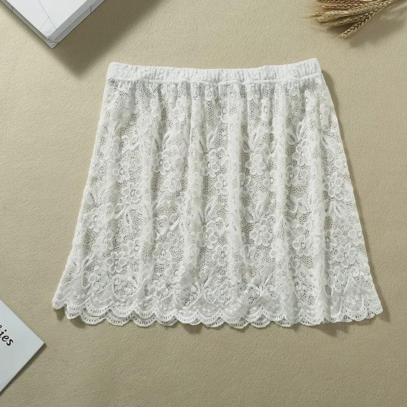 Fusta de damă din dantelă cu tiv fals pentru primăvară și toamnă, acoperă fundul în stil nou și mărimi mari.