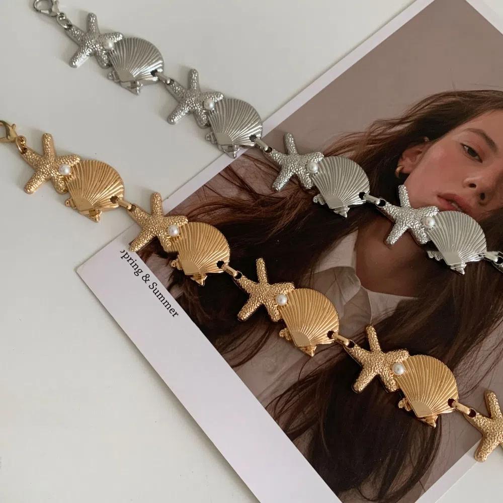 Ornaments Bohemian Shell Waist Belt Zinc Zinc Alloy Pearl Starfish Beach Body Chain  Vacation