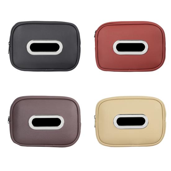 Araba Mendil Tutucu Saklama Kutusu Fermuarlı Kapatma Düz Renk Kolay Temizlenebilir Askılı Kağıt Havlu Saklama Kutusu Araba İç Dekorasyonu