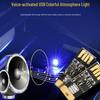 Car USB LED Atmosphere Sound-Control Rhythm Light - Touch Colorful Gradient Interior Decoration.