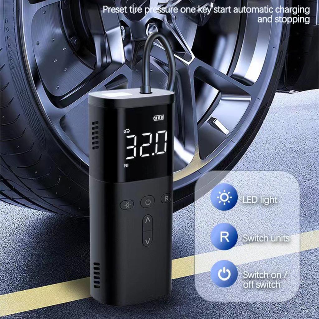 Pompă de umflare 12V Compresor portabil de aer pentru mașină pentru motociclete, bicicletă, barcă, pneuri, pompă gonflabilă automată digitală