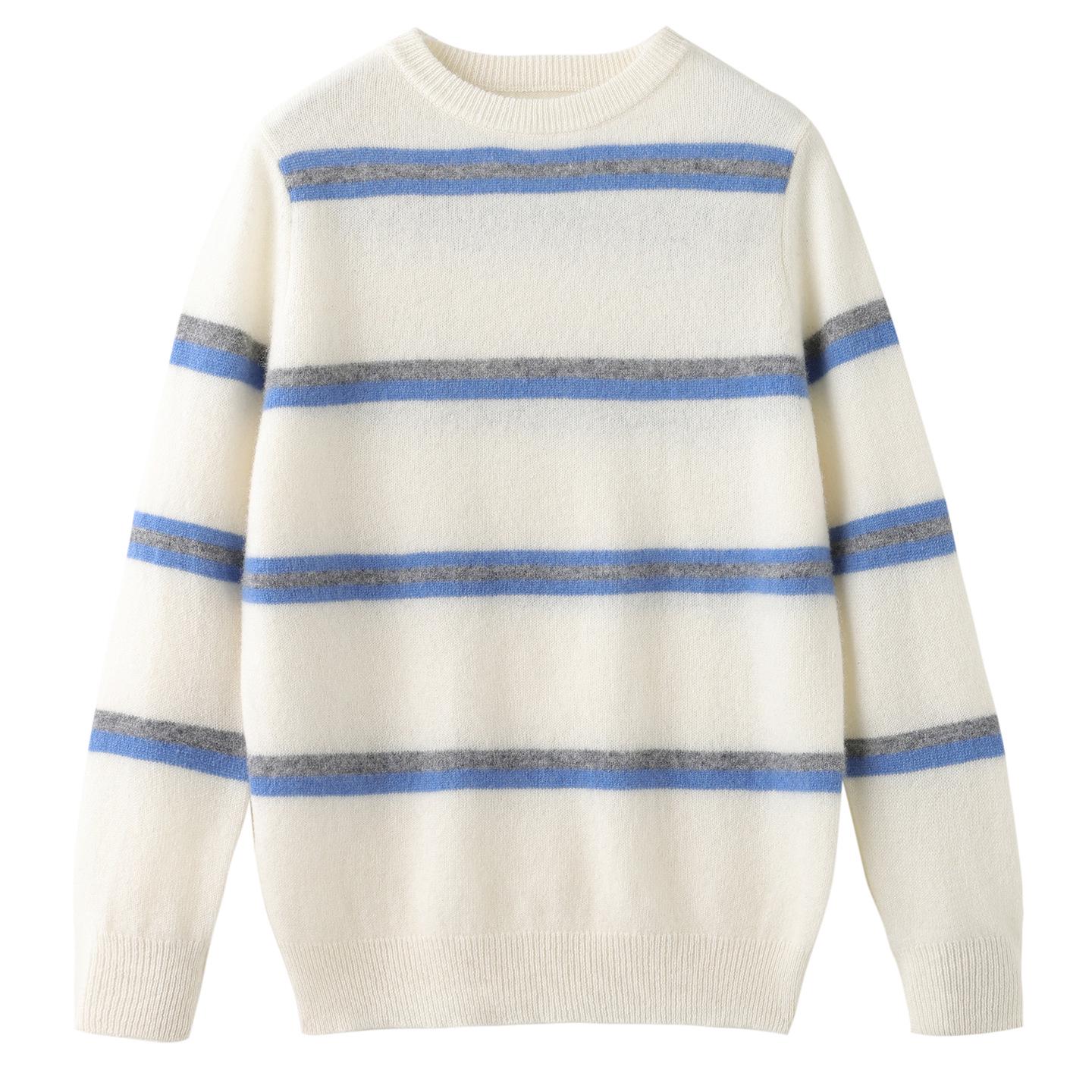 

Детский полосатый свитер из 100% шерсти – Толстый, вязаный, с круглым вырезом для мальчиков и девочек (Осень зима) 120cm