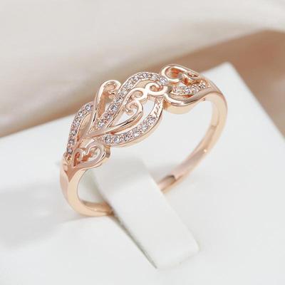 Zircon Flower Bride Wedding Rings For Women Rose Gold Color Fine Jewelry