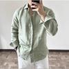 Men Loose Breathable Solid Color Long Sleeve Casual Linen Shirt