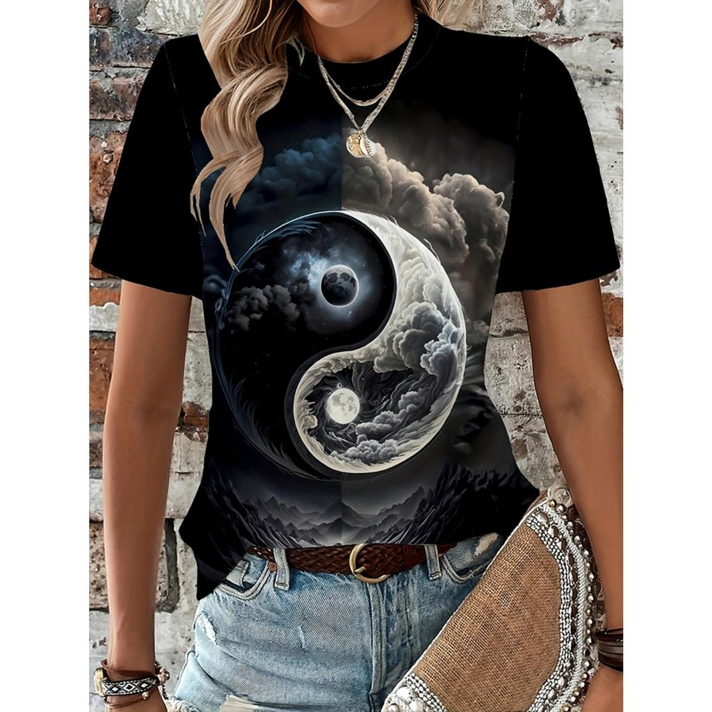 Sommer täglich lässige Damen Kurzarm Tops locker 3D bedruckte Damen urbane Street Fashion T-Shirts