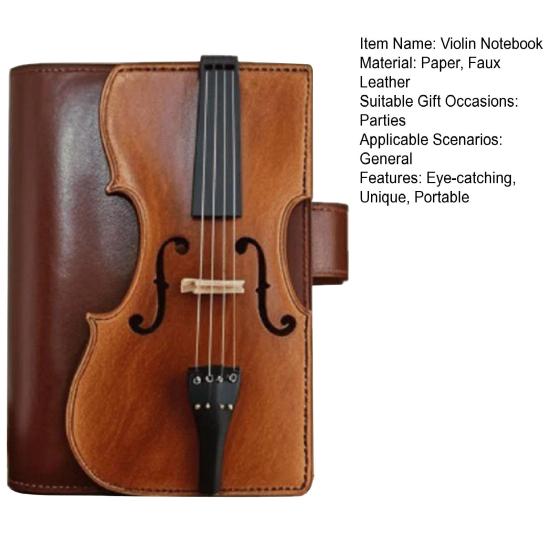 Vintage Violin Faux Leather Notebook Retro Journal with Musical Note Design Musical Gift for Musicians Collectors
