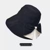 Women's Wide Brim Sun Hat with Bow - Summer Sun Protection & Face-Slimming Design for Beach Outings