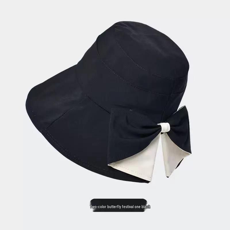 Women's Wide Brim Sun Hat with Bow - Summer Sun Protection & Face-Slimming Design for Beach Outings