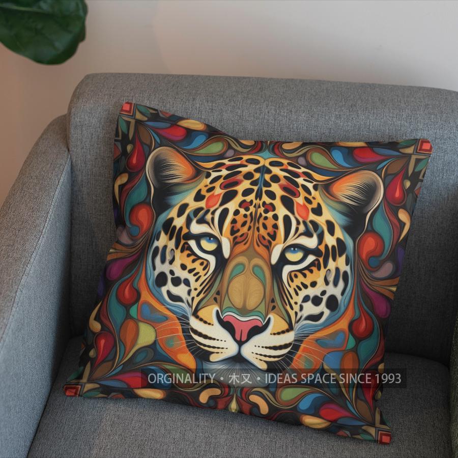 2D Exotic Leopard Art Pillow For Decorative Appeal Pattern Cushion Cover Suitable For Sofa Bedroom Car Pillow Cover