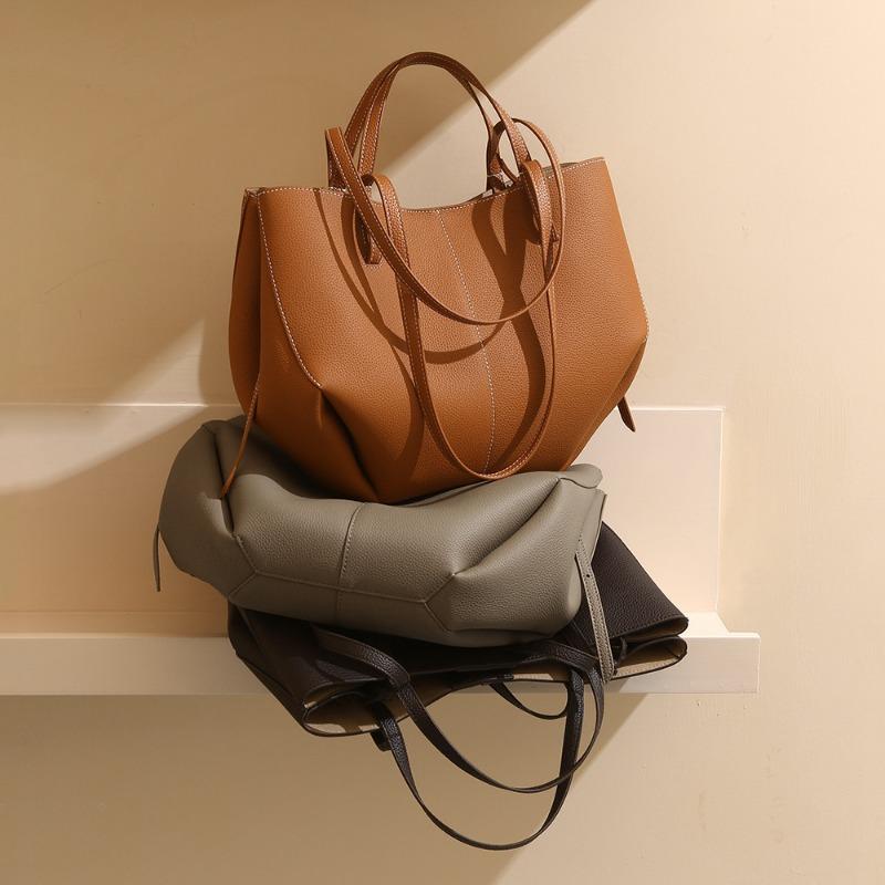 Tote Bag Large-capacity High-end Handbag Genuine Leather Women's Bag Commuter Fashion Crossbody Bag Casually