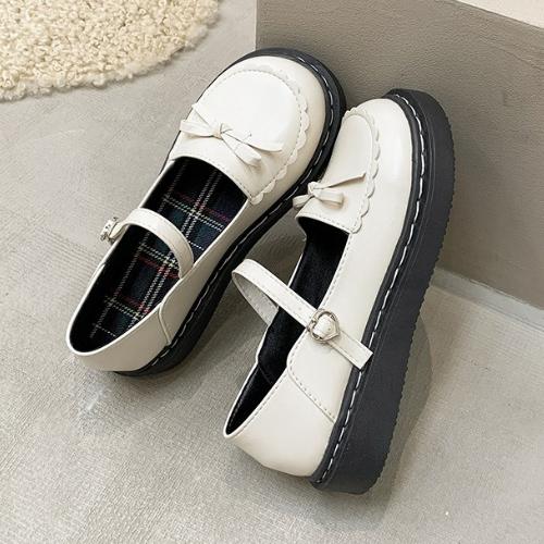 New Spring Lolita Women Mary Jane Shoes Concise Shallow Round Toe Shoes Ladies Concise Outdoor College Style Leather Shoes