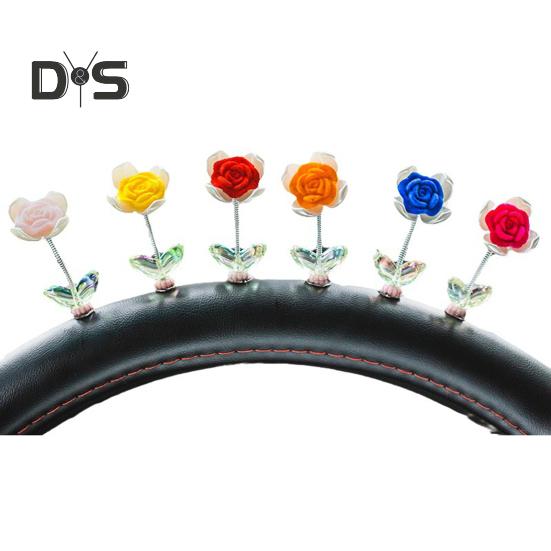

6 шт./компл., милый цветок розы, украшение для автомобиля, украшение для центральной консоли, украшение для приборной панели, авто, весеннее трясущееся головой, маленькое украшение 6pcs