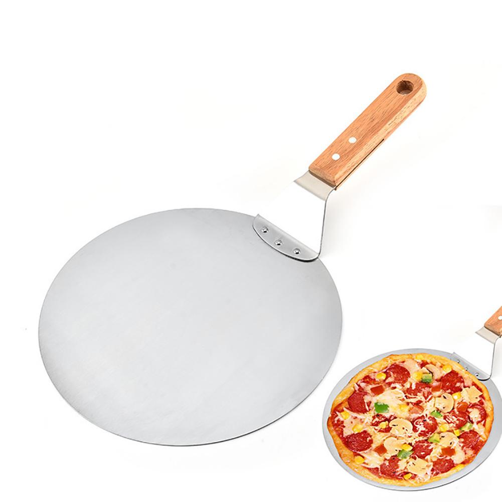 Roamtic Fashion Kitchen Cake Shovel Handle Steel Baking Pizza Tool Stainless Round Wooden