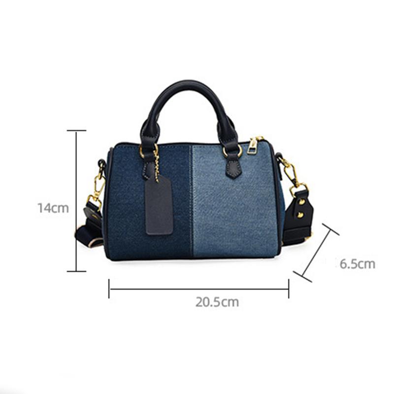 Patchwork Colorblock Small Handbags For Women Denim Shoulder CrossBody Bags Casual Street Boston Designer Purses CLE