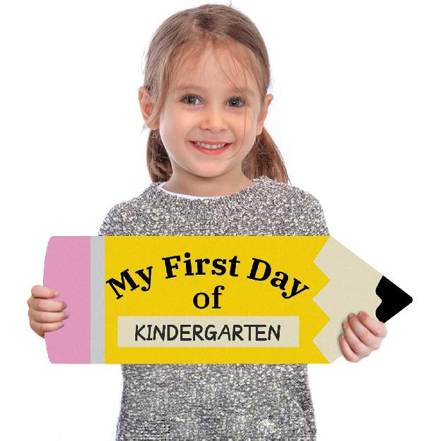 First Day of School Board - Double-Sided Printing Pencil First and Last Day of School Sign - 1st Day of Kindergarten Preschool Chalkboard for Back to